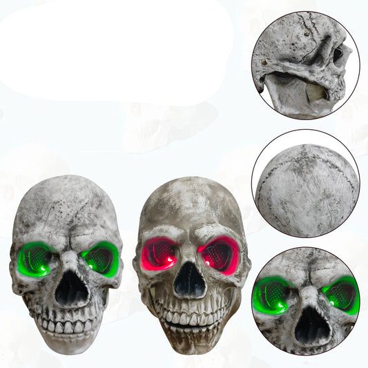 New Full Head Skull Mask With Movable Jaw Headgear Glowing Eyes Horror Mask Halloween Party Cosplay Costume Props 0