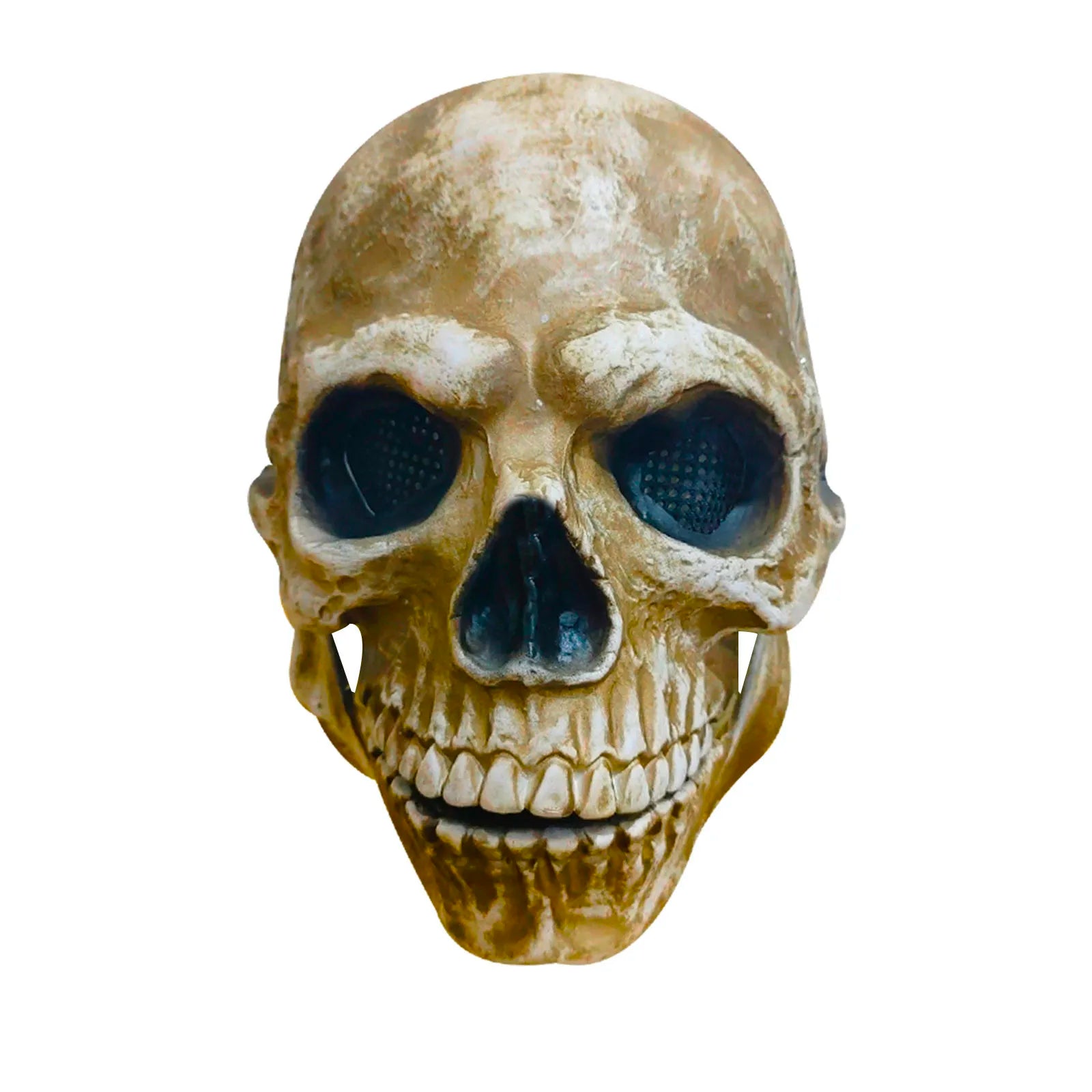 New Full Head Skull Mask With Movable Jaw Headgear Glowing Eyes Horror Mask Halloween Party Cosplay Costume Props 1