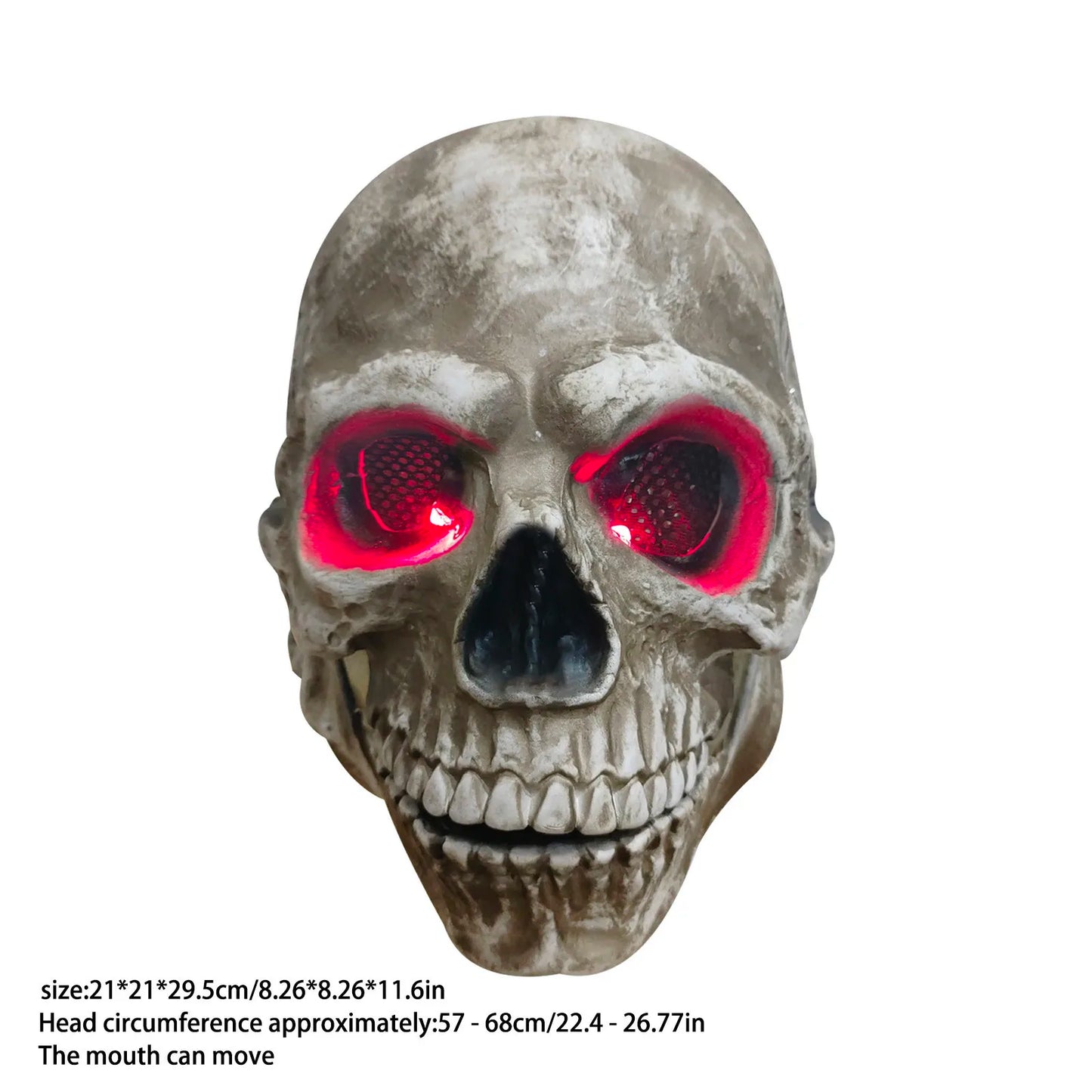 New Full Head Skull Mask With Movable Jaw Headgear Glowing Eyes Horror Mask Halloween Party Cosplay Costume Props 3