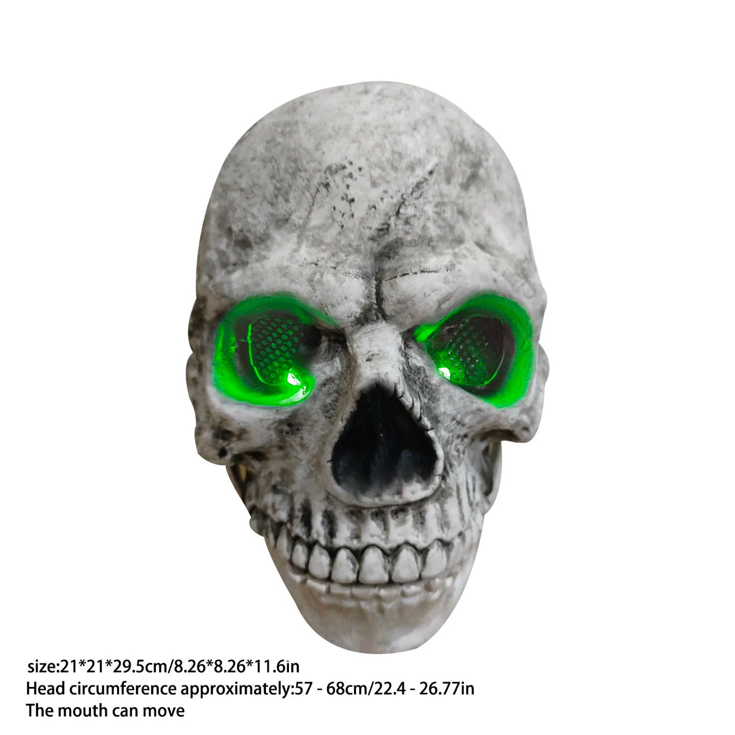 New Full Head Skull Mask With Movable Jaw Headgear Glowing Eyes Horror Mask Halloween Party Cosplay Costume Props 4