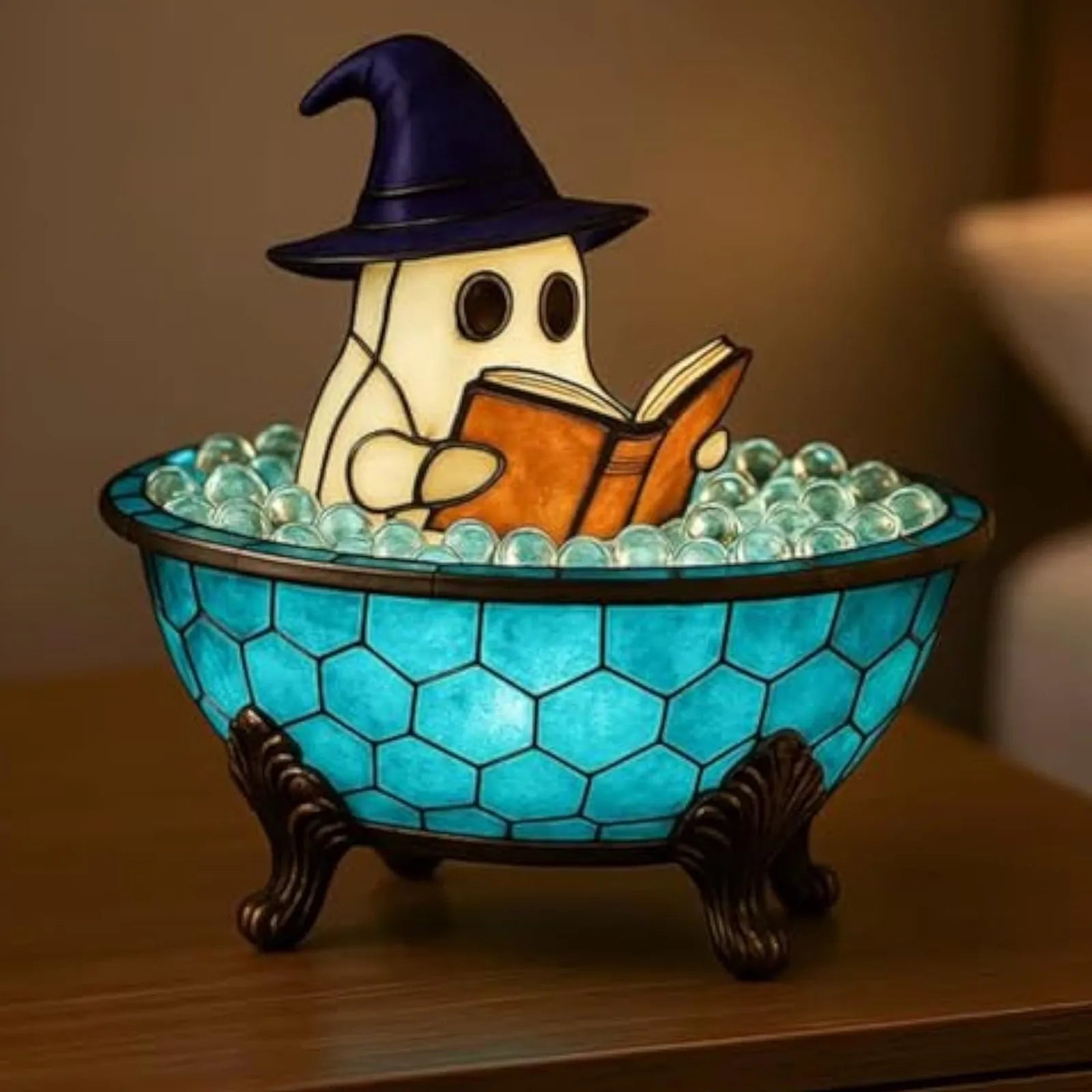 New Halloween Ghost Bubble Bath Led Small Book Light Cute Ghost Night Light Bathroom Bathtub Decoration Color Changing Mood 0