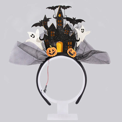 New Halloween Hairband Three-dimensional White Ghost Castle Electronic Light-emitting HairBands Ghost Pumpkin Hair Accessories 2