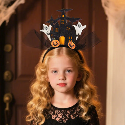 New Halloween Hairband Three-dimensional White Ghost Castle Electronic Light-emitting HairBands Ghost Pumpkin Hair Accessories 4