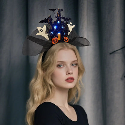 New Halloween Hairband Three-dimensional White Ghost Castle Electronic Light-emitting HairBands Ghost Pumpkin Hair Accessories 5