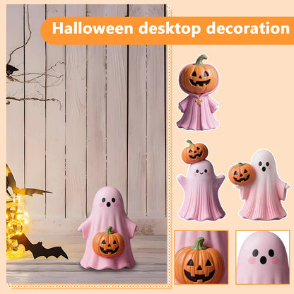 New Halloween Pink Pumpkin Ghost Resin Craft Ornament Cute Three-dimensional Decoration Cute Eye-catching 1