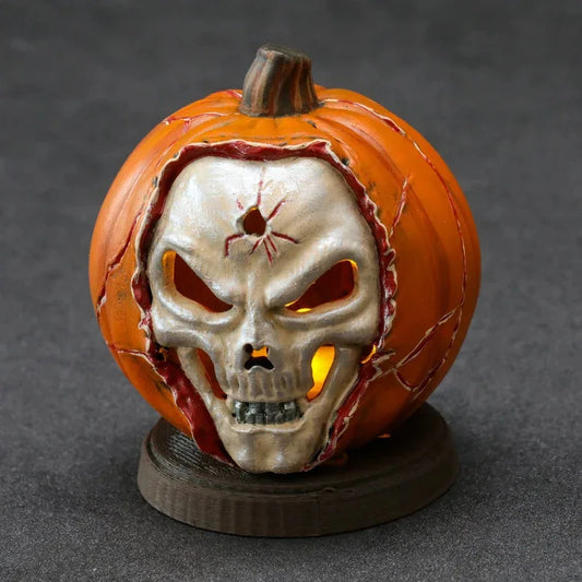 New resin process luminous pumpkin skull Halloween decorative statue, home horror gift   living room decoration 0