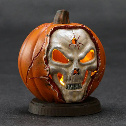 New resin process luminous pumpkin skull Halloween decorative statue, home horror gift   living room decoration 1