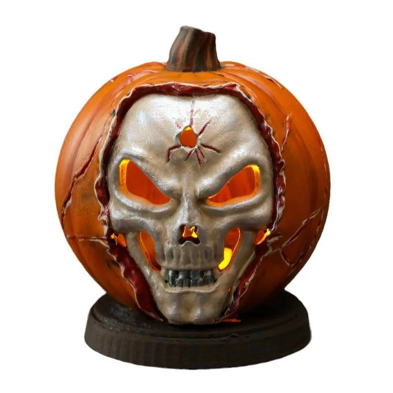 New resin process luminous pumpkin skull Halloween decorative statue, home horror gift   living room decoration 4