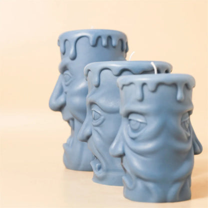 Nicole Double-sided Ghoulish Grins Column Pillar Candle Silicone Mold Halloween Candle Mould Halloween Home Decor Tools 3