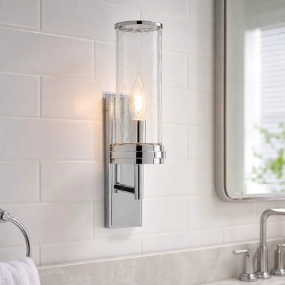 Noctis Farmhouse Cylinder Tube Hammered Glass Wall Sconce 2