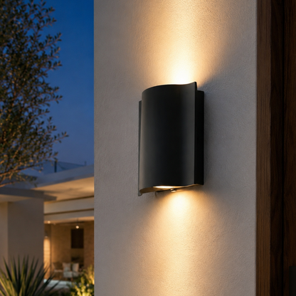 NoirLume | Elegant Modern Outdoor Wall Sconce with Ripple Design 0