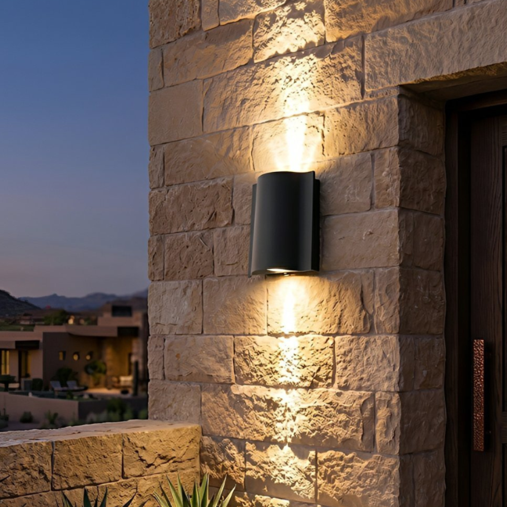 NoirLume | Elegant Modern Outdoor Wall Sconce with Ripple Design 2