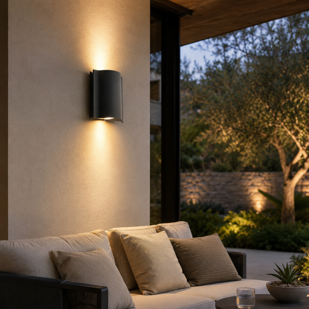 NoirLume | Elegant Modern Outdoor Wall Sconce with Ripple Design 3