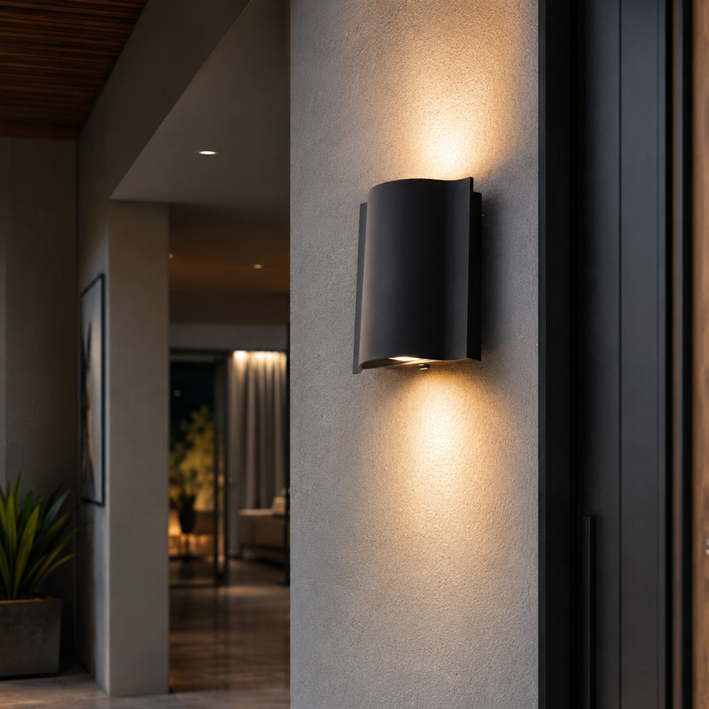 NoirLume | Elegant Modern Outdoor Wall Sconce with Ripple Design 5