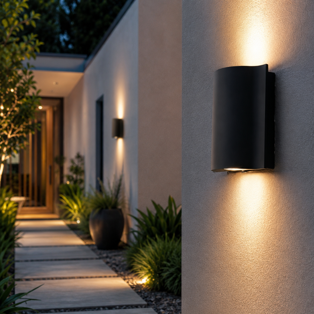 NoirLume | Elegant Modern Outdoor Wall Sconce with Ripple Design 6