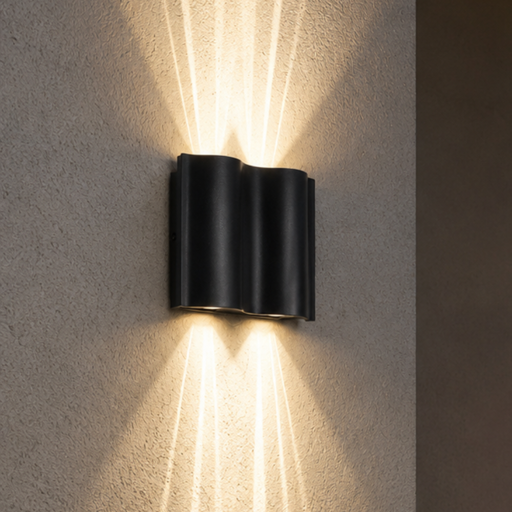 NoirLume | Elegant Modern Outdoor Wall Sconce with Ripple Design 7