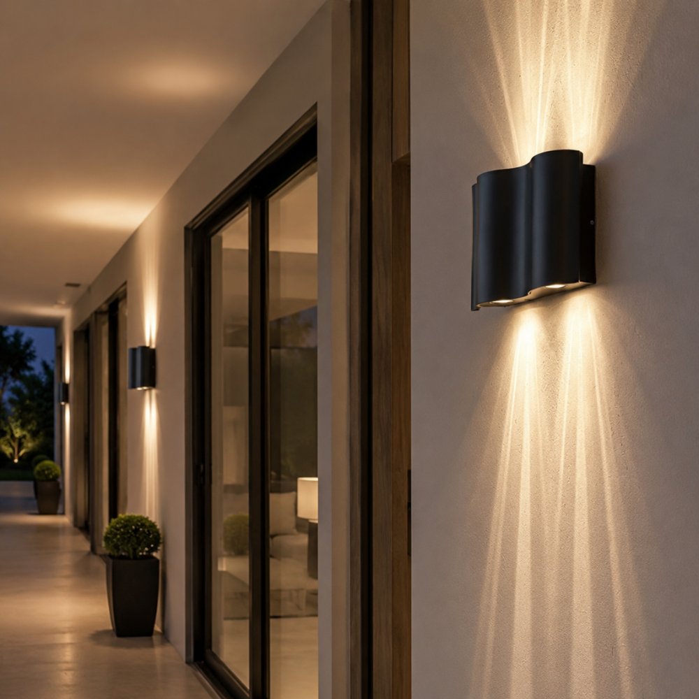 NoirLume | Elegant Modern Outdoor Wall Sconce with Ripple Design 8