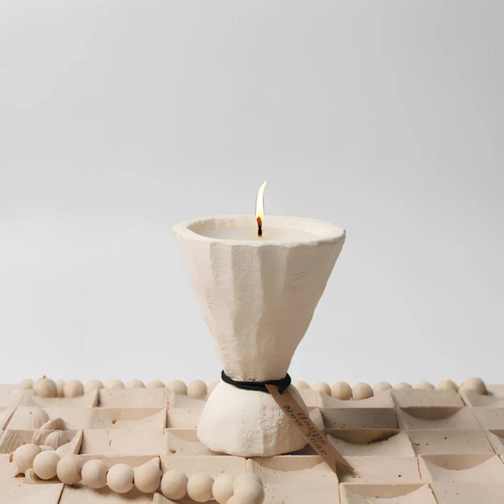 Lumora Cement Candle Holder Stone Textured Nordic Design