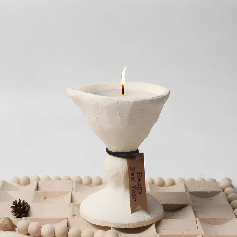 Lumora Cement Candle Holder Stone Textured Nordic Design