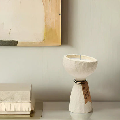 Lumora Cement Candle Holder Stone Textured Nordic Design