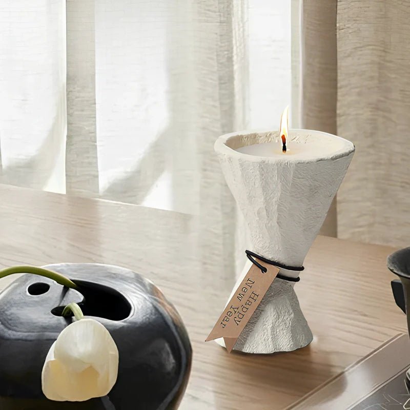 Lumora Cement Candle Holder Stone Textured Nordic Design