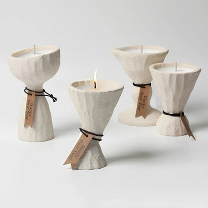 Lumora Cement Candle Holder Stone Textured Nordic Design