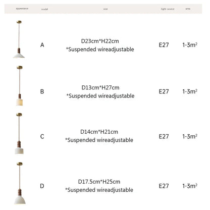 RoyaleGlow Elegant Cream Wind Solid Wood Pendant Light for Cozy Ambiance - Type A / Walnut Color / Warm White