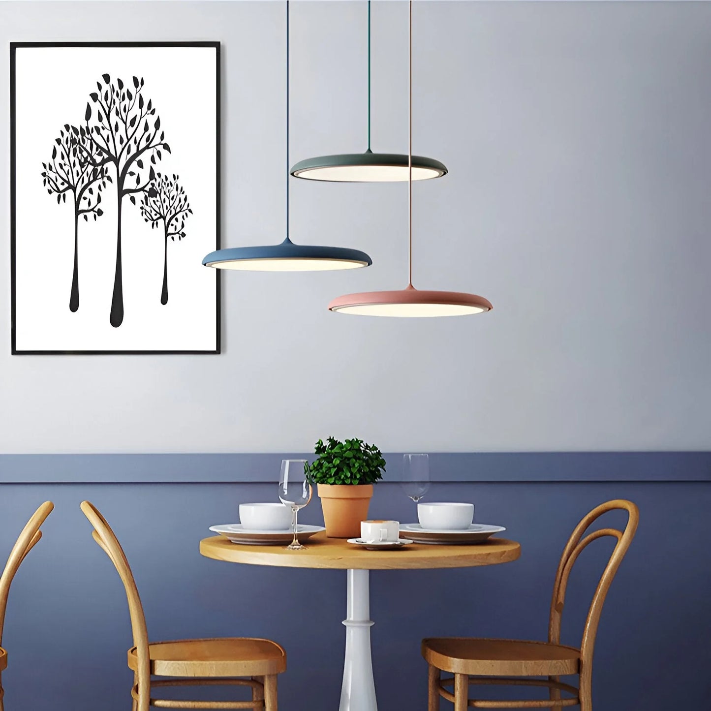 Royallure Modern LED Kitchen Pendant Light - Adjustable Height Flying Saucer Design