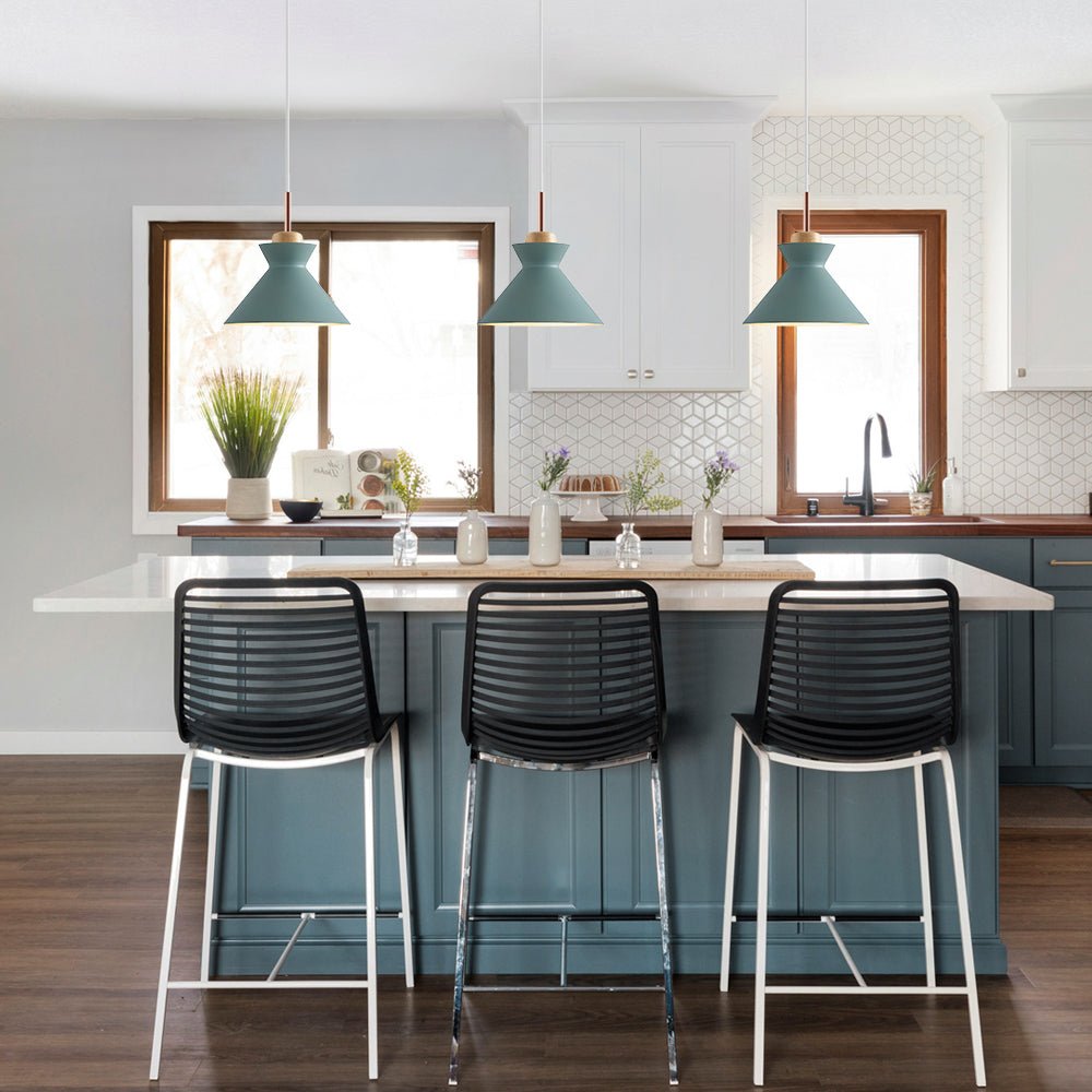 Nordic 1-Light Creamy Wood Accents Cone Pendant Light For Kitchen 4