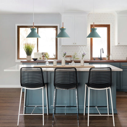 Nordic 1-Light Creamy Wood Accents Cone Pendant Light For Kitchen 4