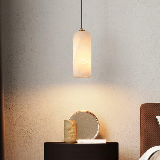 Nordic Alabaster Stone Pendant Light with Brass Fixture 7