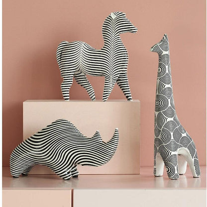 RoyaleGlow Nordic Striped Bird Figurine - Modern Black & White Ceramic Decor-Royale Basic