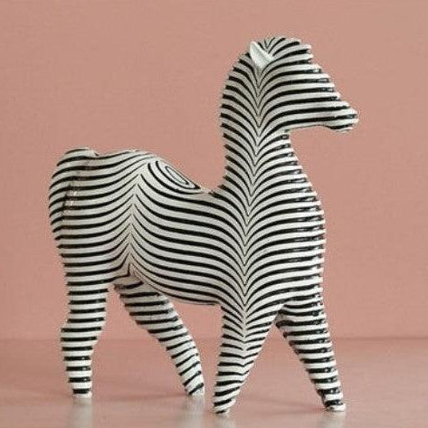 RoyaleGlow Nordic Striped Bird Figurine - Modern Black & White Ceramic Decor-Royale Basic