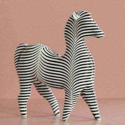 RoyaleGlow Nordic Striped Bird Figurine - Modern Black & White Ceramic Decor-Royale Basic