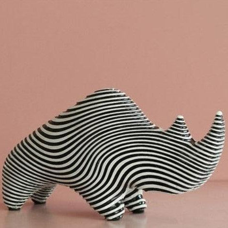 RoyaleGlow Nordic Striped Bird Figurine - Modern Black & White Ceramic Decor-Royale Basic