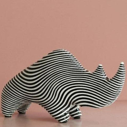 RoyaleGlow Nordic Striped Bird Figurine - Modern Black & White Ceramic Decor-Royale Basic