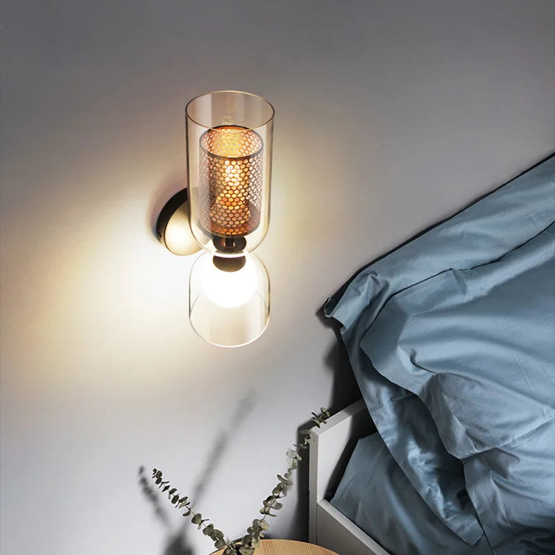 Luxora Nordic Double Glass Wall Lamp Minimalist Bedroom Bedside Light