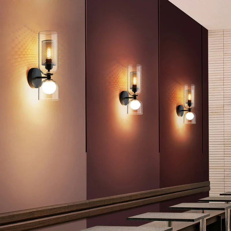 Luxora Nordic Double Glass Wall Lamp Minimalist Bedroom Bedside Light