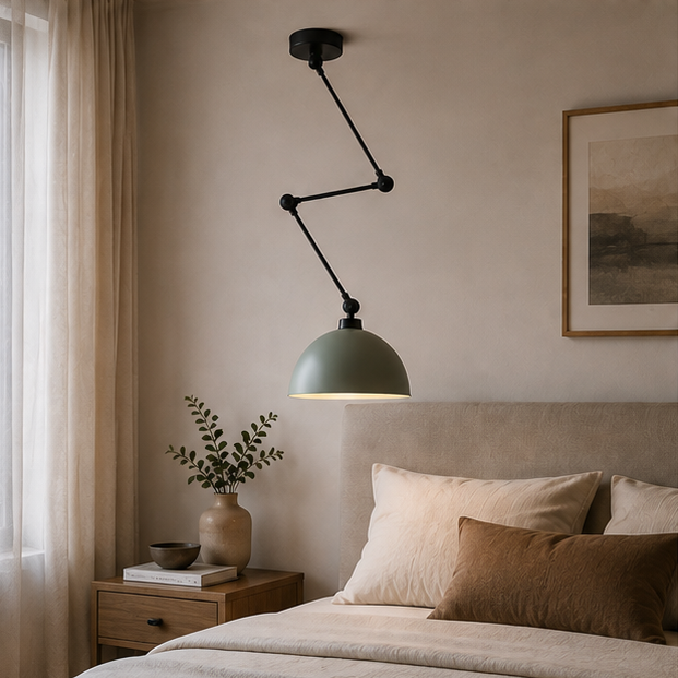 Nordic Creative Long Arm Ceiling Light Mounting Metal Spring Folding Telescopic Wall Light for Cafe Bar Clothing Store Loft Dining Room green