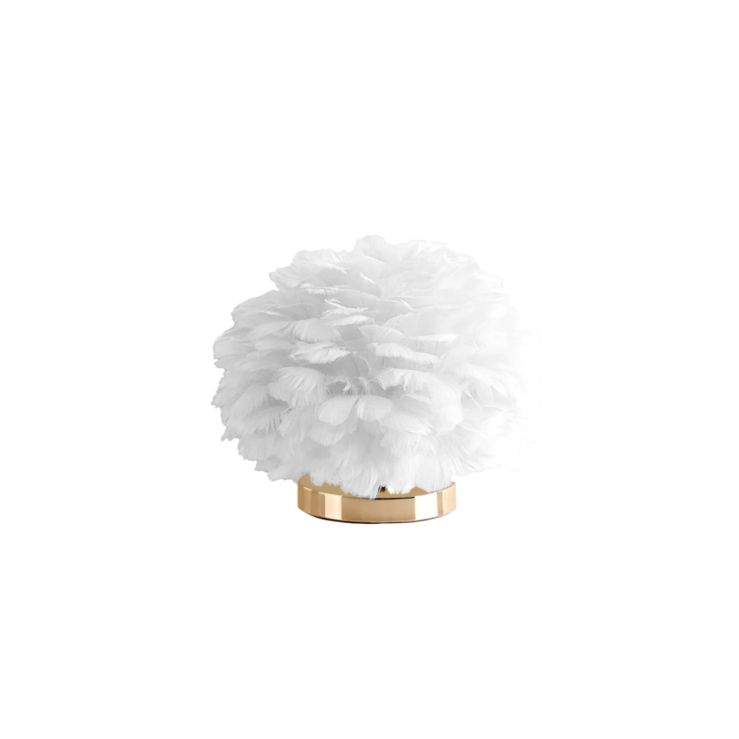 RoyaleGlow Feather Accent Table Lamp - Elegant White Plumes, Gold Base for Bedroom Decor-Royale Basic