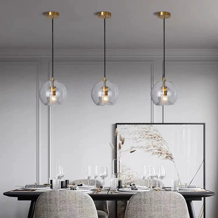Luxora Nordic Glass Globe Pendant Light, Modern Hanging Lamp for Kitchen & Dining Room