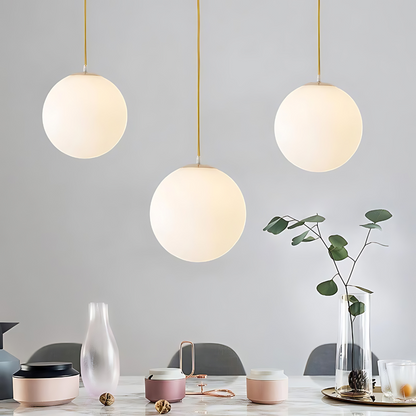 Nordic Globe Milky Glass Pendant Light 4
