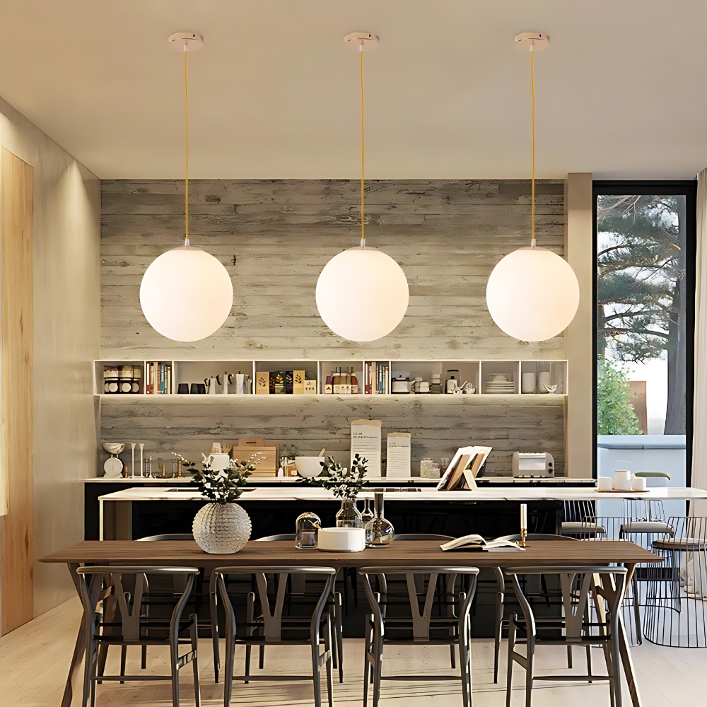 Nordic Globe Milky Glass Pendant Light 5