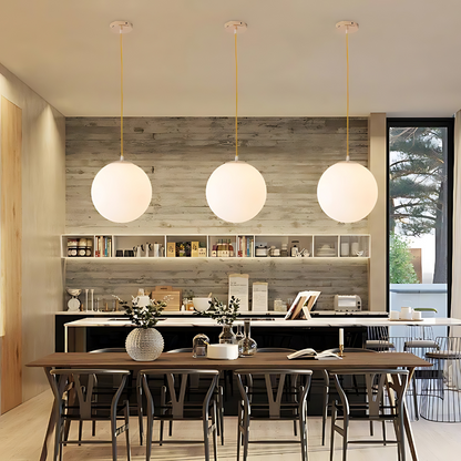 Nordic Globe Milky Glass Pendant Light 5