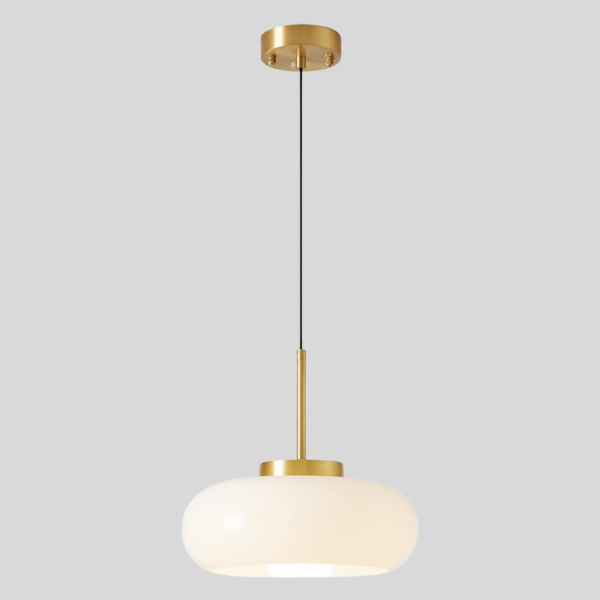 RoyaleGlow Nordic Milk Glass Pendant Light, Copper Shade Modern Hanging Lamp