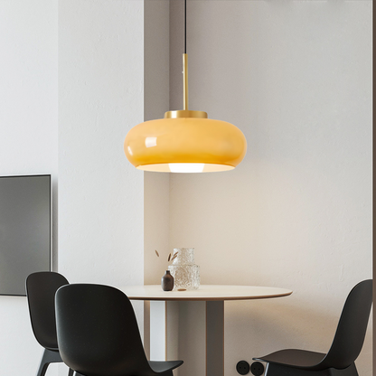 RoyaleGlow Nordic Milk Glass Pendant Light, Copper Shade Modern Hanging Lamp