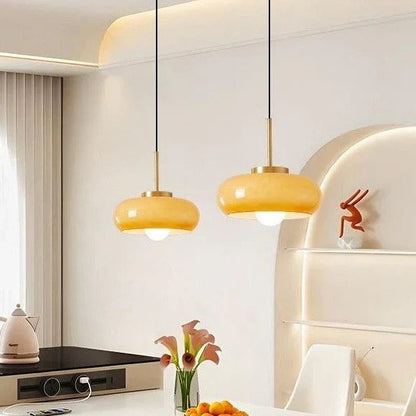RoyaleGlow Nordic Milk Glass Pendant Light, Copper Shade Modern Hanging Lamp