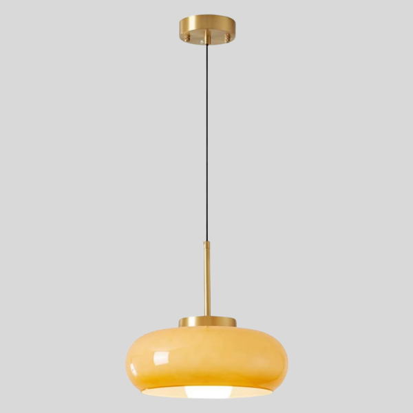 RoyaleGlow Nordic Milk Glass Pendant Light, Copper Shade Modern Hanging Lamp