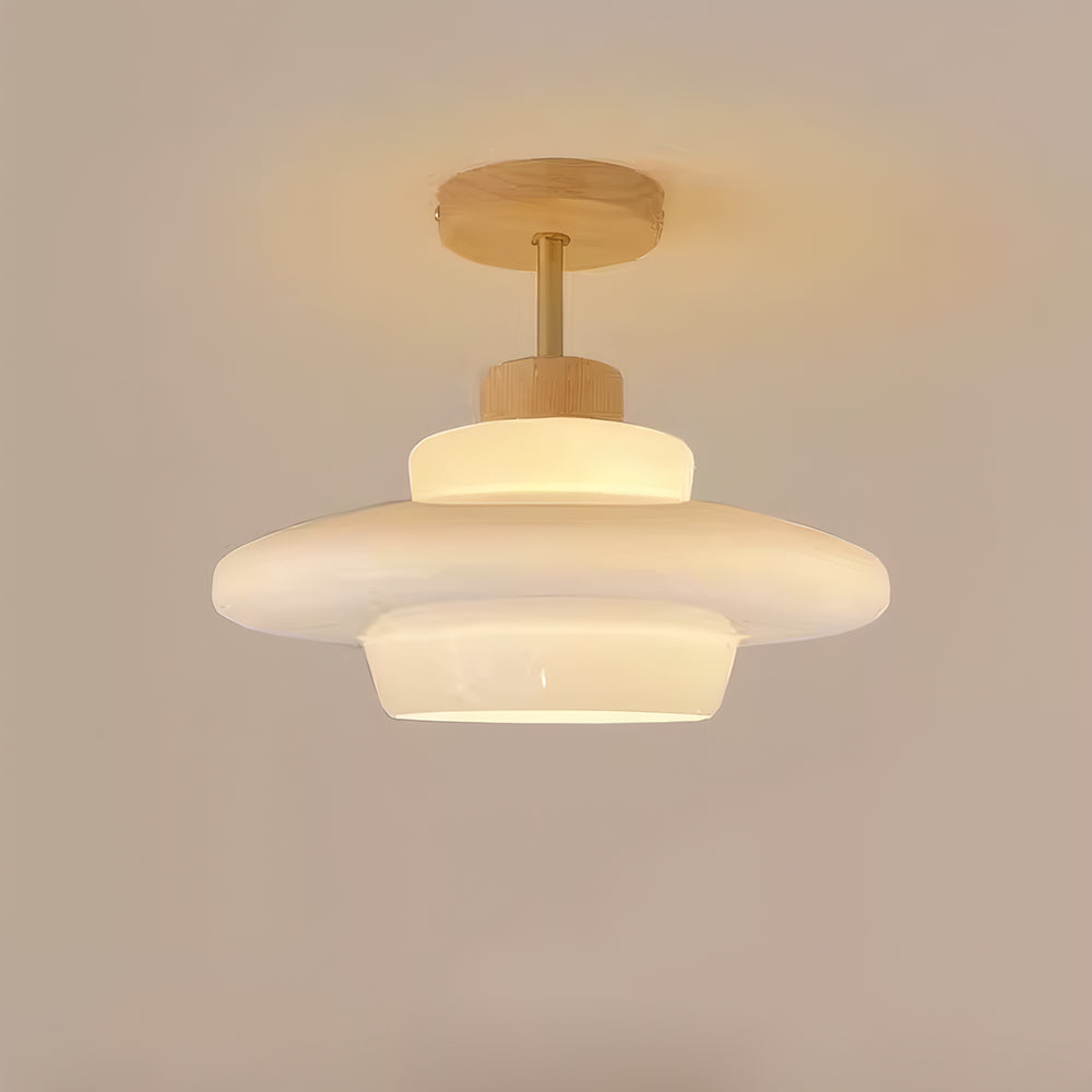 Rayvia Nordic Cream Glass Ceiling Light With Eye-Care Illumination