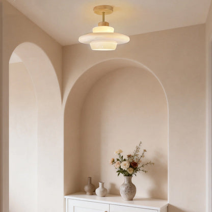 Rayvia Nordic Cream Glass Ceiling Light With Eye-Care Illumination